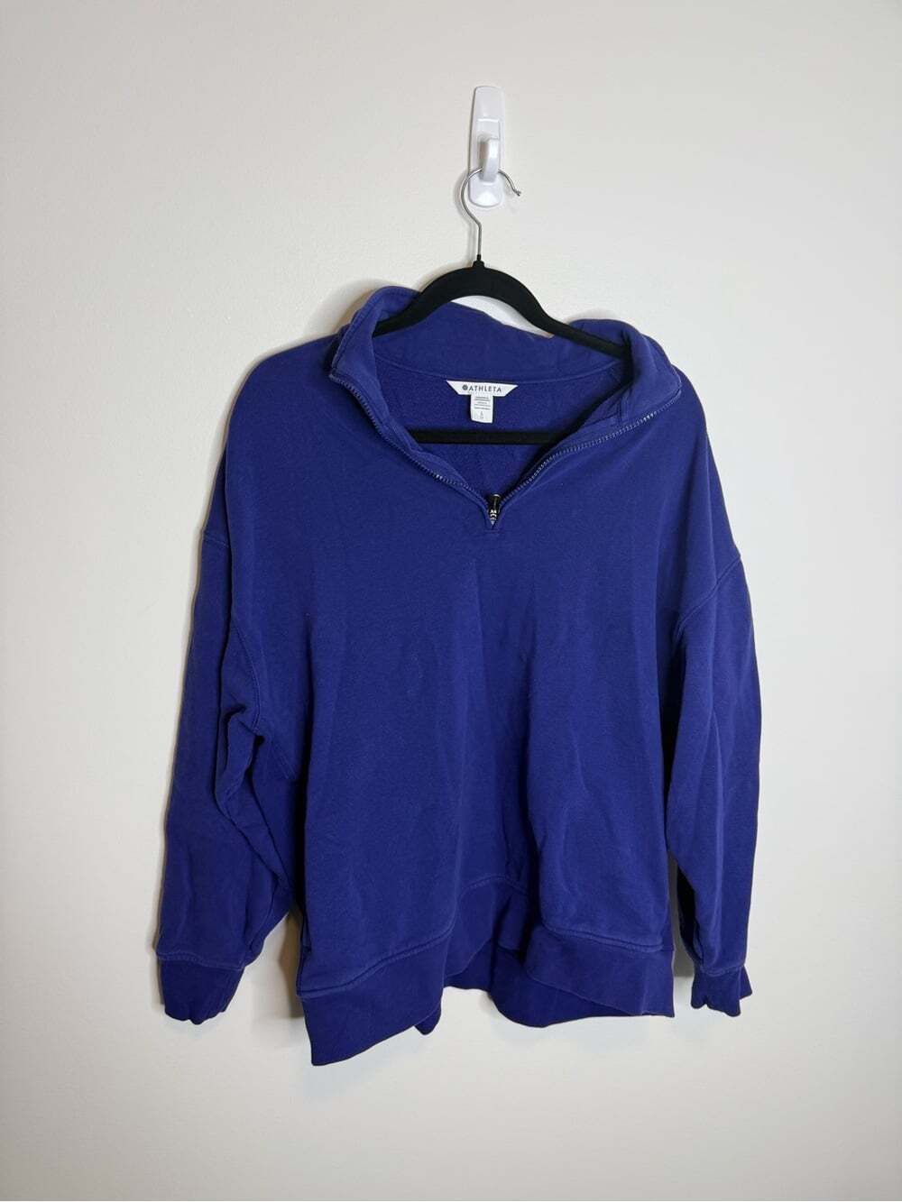 Athleta Deep Blue Half-Zip Sweatshirt size large